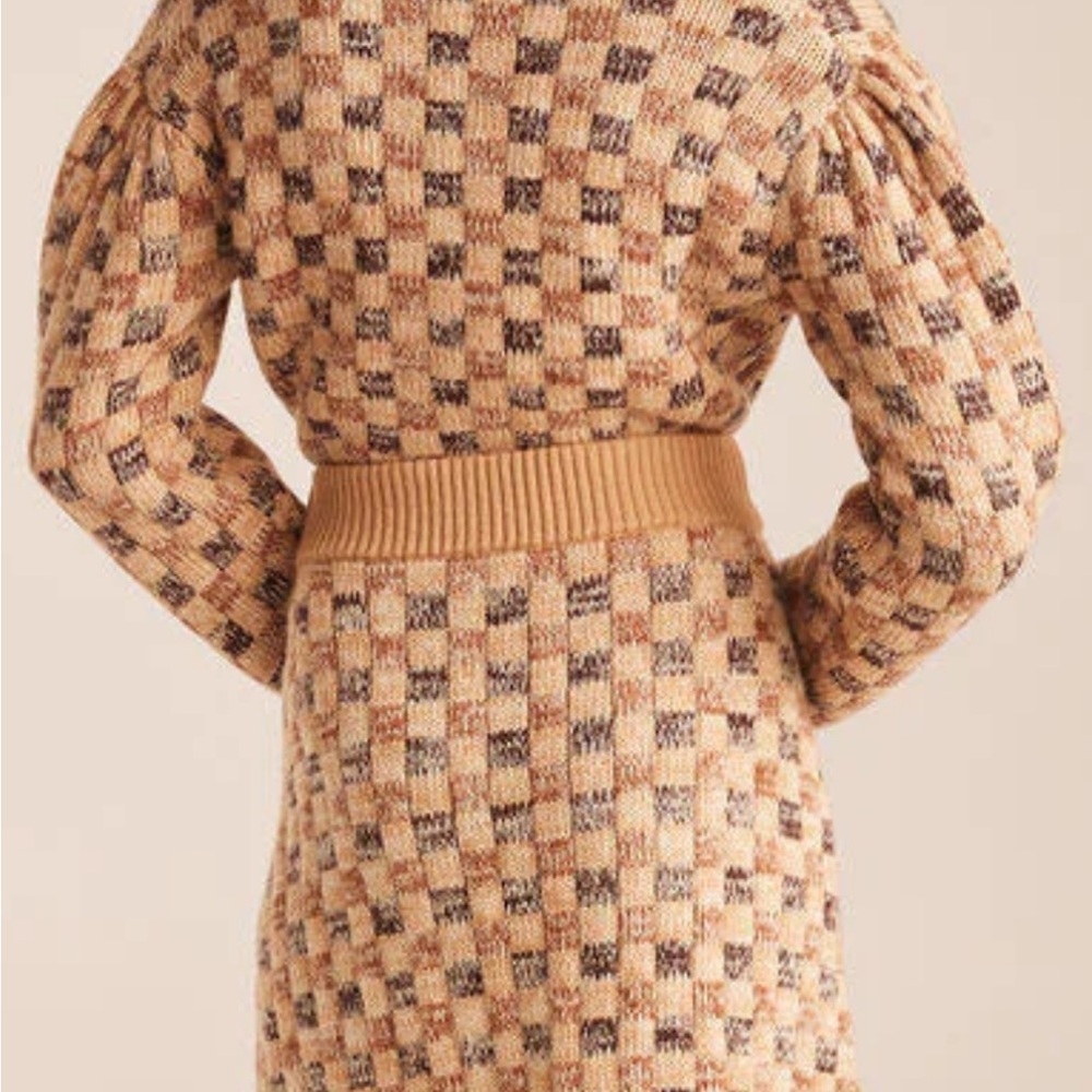 Rebecca Taylor 🥰NWOT Cashmere Wool Sweater Cardigan Jacquard Crop Small Checker - Picture 3 of 16